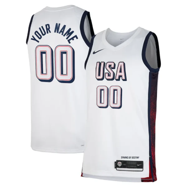 גופיית משחק נבחרת ארה"ב לבנה 2024 USA Basketball 2024 Swingman