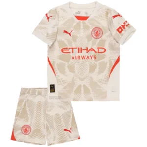 חליפת כדורגל לילדים מנצ’סטר סיטי תלבושת שוער עונת 24/25 צבע לבן